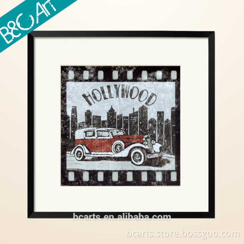 Hollywood classical car oil painting on paper